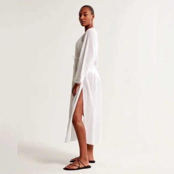 Abercrombie & Fitch Longsleeve Front Tie Maxi Dress Coverup - Picture 1 of 8